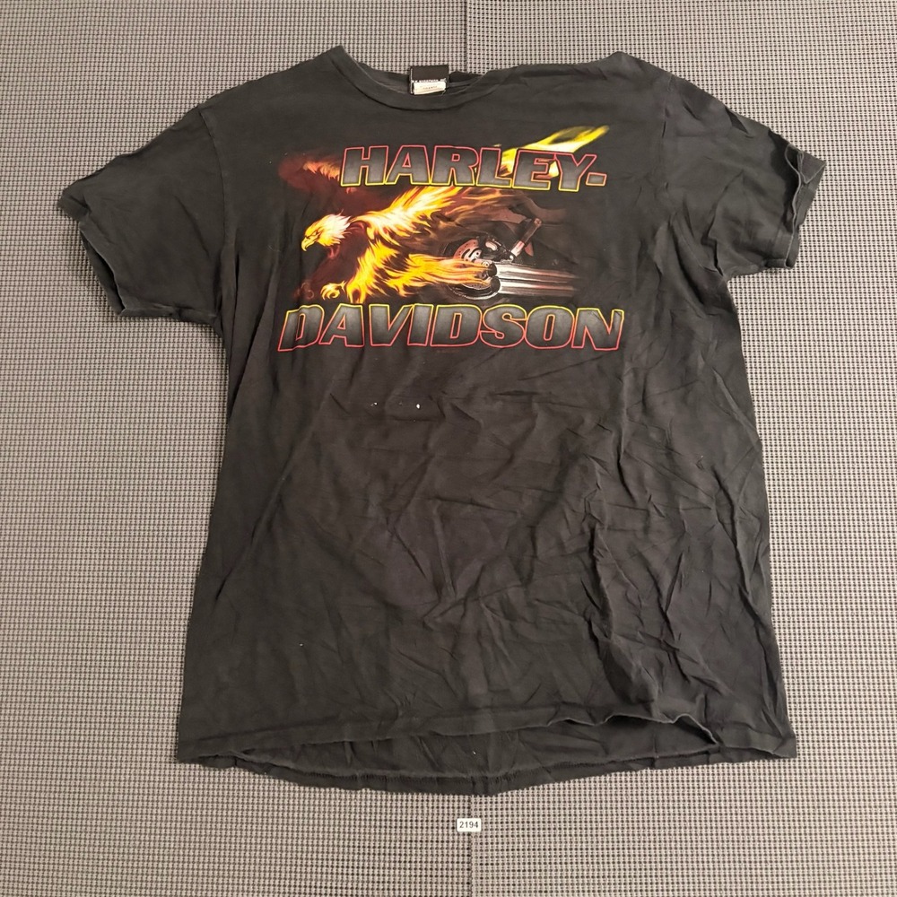 Harley-Davidson Eastern Long Island NY Eagle Fire Graphic T-Shirt Black Large